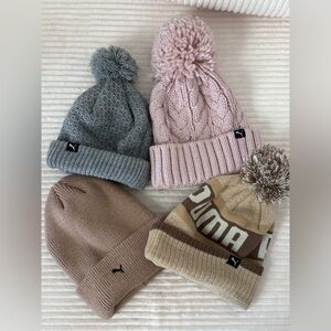 PUMA adult Pom Beanie Collection - Pink, Gray, Tan, Brown